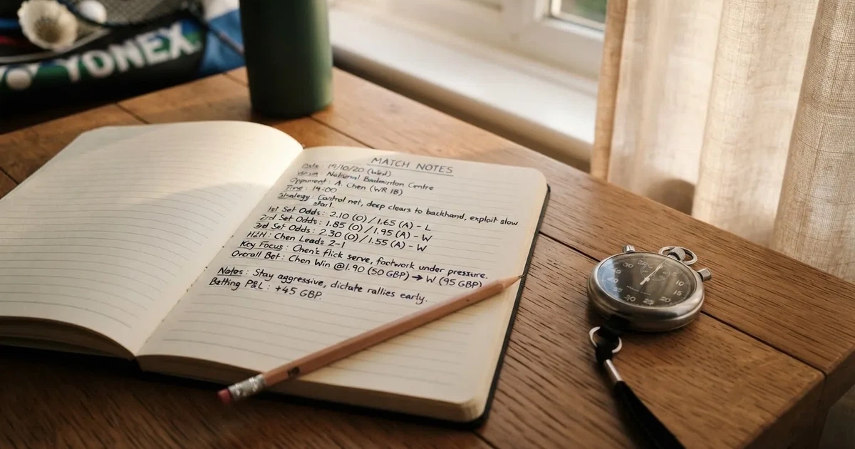 An open notebook with a pencil and a stopwatch on a wooden table