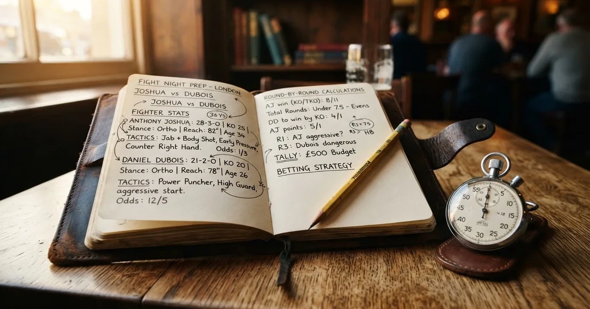 An open notebook with a pencil and a stopwatch on a wooden table