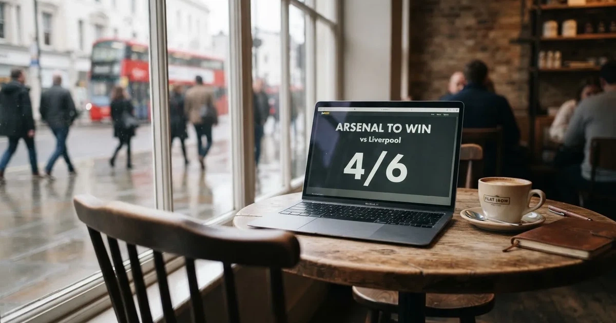 A laptop on a café table by a window onto the street